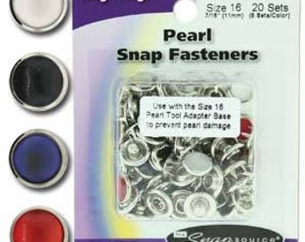 Long Prong Snap Size 16 Fasteners, Prong Capped Mixed Pearl Basic Colors- 20 Fasteners per Order