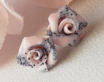 Stud Earrings * pink mineral *.