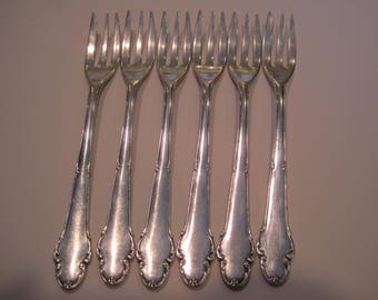 Set of 6 Antique Silver Seafood Forks