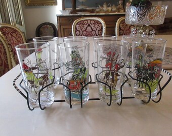 GAY NINETIES GLASSWARE with Metal Carrying Case