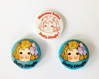 Dolly Dingle Pins 3 Vintage Dolly Dingle Buttons Vintage Campbell Soup Kids Dolly Dingle Collectibles Set of three (3) Dolly Dingle Buttons