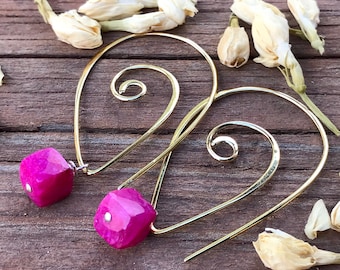 Ruby Moonstone Earrings Vermeil interchangeable