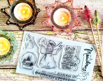 Glory To God Stamps Christian Stamping Angel snow globe twinkle Christmas ornaments Worship Bible Journaling Growing Meadows Tai Bender