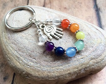 Chakra Key Chain. Yoga Keychain. Gemstone Key Chain. Yoga Chakra Yogi Gift. Gemstone Key Ring. Gemstone Purse Charm. Keychain. Key Ring.