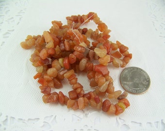 DESTASH, Red Adventurine, Adventurine Chips, 34" Strand, Gemstone Chips, Adventurine, Adventurine Beads, Destash Beads, Stone Chips