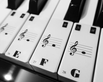 Piano Keyboard 88 Keys 52 White Keys Note Stickers Label Kid with Guide Handmade