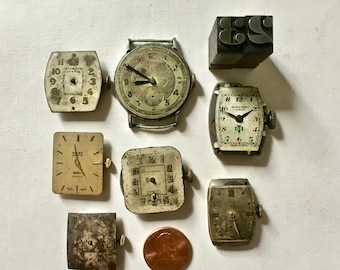 Vintage Wrist Watch Faces with Workings Attached for Steampunk Collage and Crafting