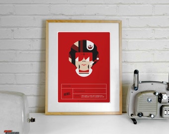 Star Wars Print, A4, Star Wars Poster, Star Wars Art, Poe Dameron, Rebel Alliance, Star Wars Inspired, gift, Minimalist Movie, minimal print