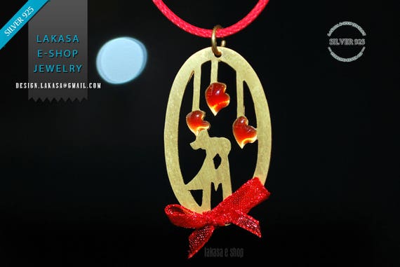 Necklace Red Enamel Hearts Pareja Sterling Silver Handmade Jewelry Best Gift Ideas for her Valentine Day Anniversary Woman Love Special Date