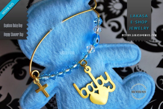 Heart Baby Brooch Sterling Silver Gold Blue Swarovski Crystals Jewelry Best idea Gift Baptism Christian Cross Birthday Mother Mommy Boy