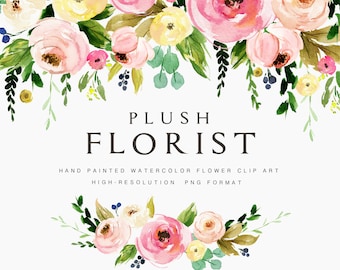 Watercolor flower clipart-Plush Florist/Individual PNG files/Hand Painted/wedding