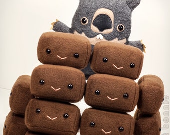 Wombat Poop plush, 1 Square Wombat Poo plushie, Wombat stuffed animal poop, Handmade educational stuffy, Australia animal gift, Flat Bonnie