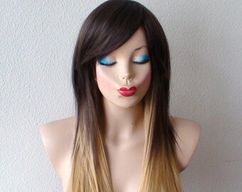 Brown/ Golden blonde Ombre wig. Long Straight hairstyle Quality Heat resistant wig for daytime use or Cosplay.