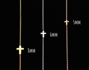 Sideways Cross Necklace, Sideways Cross, Cross Necklace, Dainty Necklace, Side Cross Necklace, Gold Cross Necklace, Minimalist Tiny Necklace