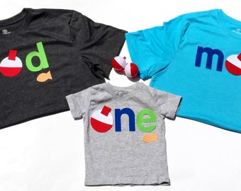 one, two, four, dad, mom, bro, sis, Fishing Theme Birthday, Fishing, Bobber,First Birthday, Fabric Iron On Appliques, NEW APPLIQUE DESIGN