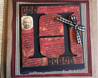 NEW Handmade Card with Happy Theme and Face of Smiling Baby