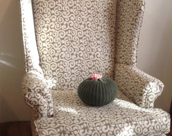 Knit Cactus Pillow--Dark Green