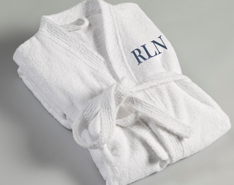 Personalized Men's Bath Robe - White Terry Cloth Embroidered Robe - Monogrammed Robe for Him - Gifts for Him - Groomsmen Gifts - RO017