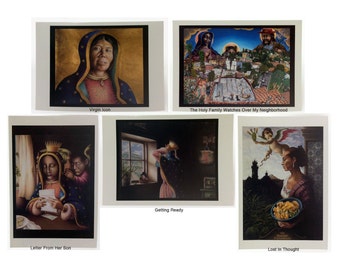 Rare Vintage Mexican Art, Virgin of Guadalupe (5" x 7") Blank Note Cards.