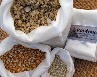 Reusable bulk bin bag, reusable food bag, natural silk food bag, biodegradable food bag, silk bag, grain bag, white