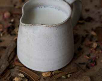 Creamer, Ceramic Milk Pitcher, Pottery White Pitcher, Tea Accessories Gift, Syrup Pitcher, Coffee Creamer, Tabletop, Mother's Day Gift