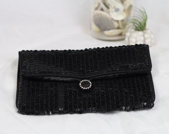 Black Sequined Norell Clutch