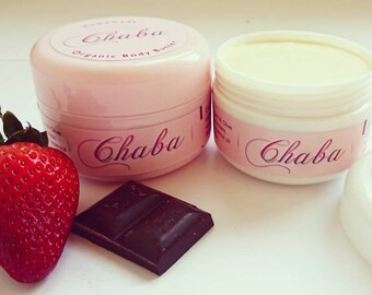 STRAWBERRY, CHOCOLATE body butter/cream . ORGANIC. Suitable for vegans.
