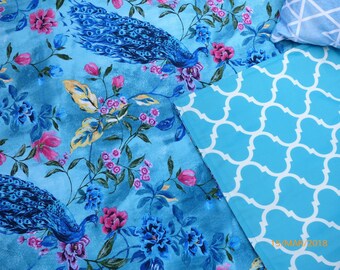 Turquoise Peacock Picnic Blanket