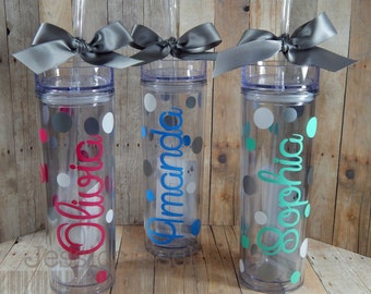 Personalized Skinny 16oz Tumbler- Party Favor, Teacher Appreciation ~ Custom Design