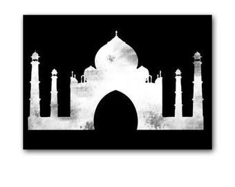 The Taj Mahal - Fine art print, Black and White silhouette, monument of love, Agra, India