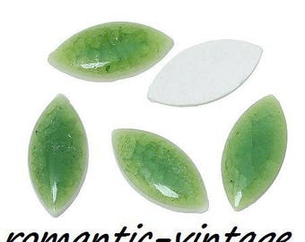2 ceramic cabochons cracked green 22 * 11mm