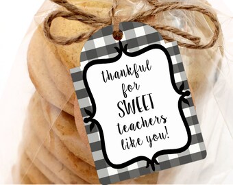 Printable Thankful for SWEET Teachers Gift Tags, Printable Gift Tags, Teacher Appreciation Gift Tags by SUNSHINETULIPDESIGN
