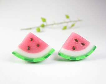 Watermelon Earrings, Watermelon jewelry, food earrings, food jewelry, womens gift, polymer clay, fruit earrings, summer, cute earrings red