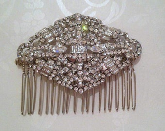 Art Deco bridal comb, crystal hair comb, Gatsby wedding comb, 1920s wedding comb, 1920s hair accessory, rhinestone bridal comb, hair piece