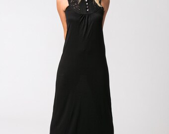 Sleeveless Black Dress, Black Maxi Dress, Long Black Dress, Summer Dress, Boho Clothing, Bohemian Dress