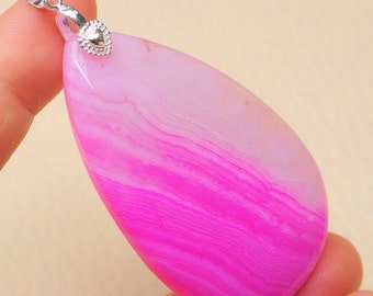 Pink Madagascar Agate sterling silver pendant ( #J1579)