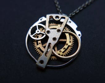 Watch Parts Pendant "Zeta" Cosmic Alien Delicate Beautiful Mechanical Watch Sculpture Necklace Industrial Steampunk Art Mechanical Mind