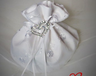 Dollar Dance Bag, Bridal Purse, Money Bag, Money Purse, Wedding Purse, Bridal Money Bag, White Satin Purse, Ivory Satin Purse
