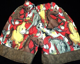 Reversible Horse Shorts 6 months-6 years//boys shorts//horse shorts//reversible short