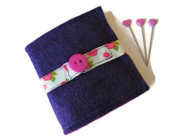 Needle Book - Felt Needle Case - Purple Felt Needle Case - Sewing Needle Case - Hand Sewing Needle Case - Needle Book
