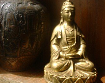 Buddha Statue - Quan Yin - Kwan Yen - Female Buddha - Buddha Figurine - Goddess of Compassion - Gold Finish