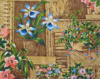 Vintage 1960s Tiki Fabric Mid Century Modern UNUSED (3758-W)