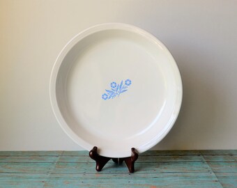 Vintage Corning Ware 9" Pie Plate - Pyroceram Cornflower Blue Pattern - P309