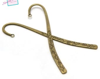 2 large bookmark "curve flower 1 120 x 20 x 2 mm", bronze