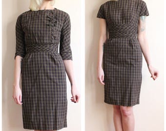 1950s Dress // Jonathan Logan Plaid 2pc Sheath Dress // vintage 50s dress