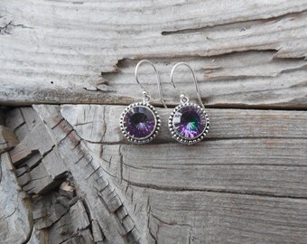 Mystic topaz earrings handmade in sterling silver 925