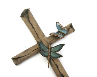 Farmhouse Dragonfly Butterfly Cross