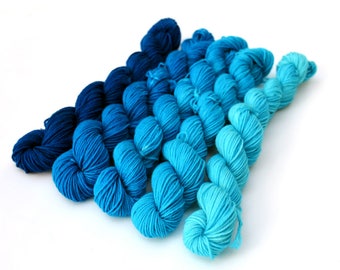 Mini skeins gradient sock yarn - Turquoise