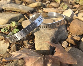 Handstamped name bracelet