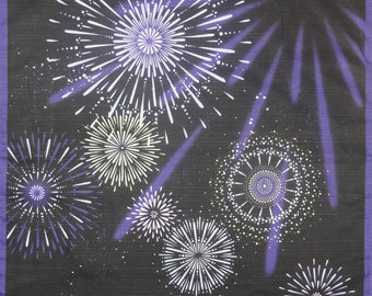 Furoshiki 'Hanabi' Fireworks Cotton Japanese Fabric w/Free Insured Shipping